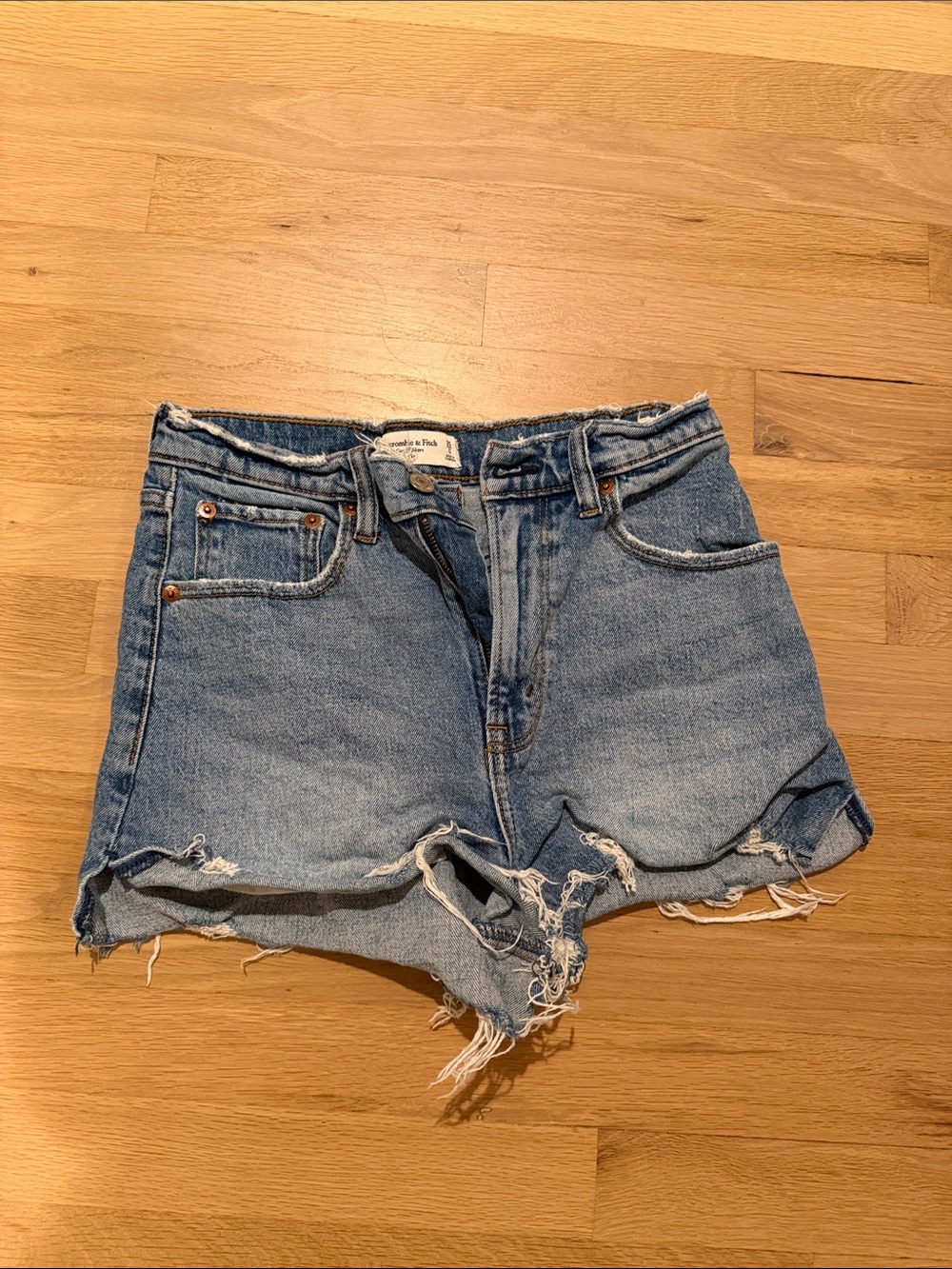 Abercrombie and Fitch the cutoff high rise Shorts - Light Blue